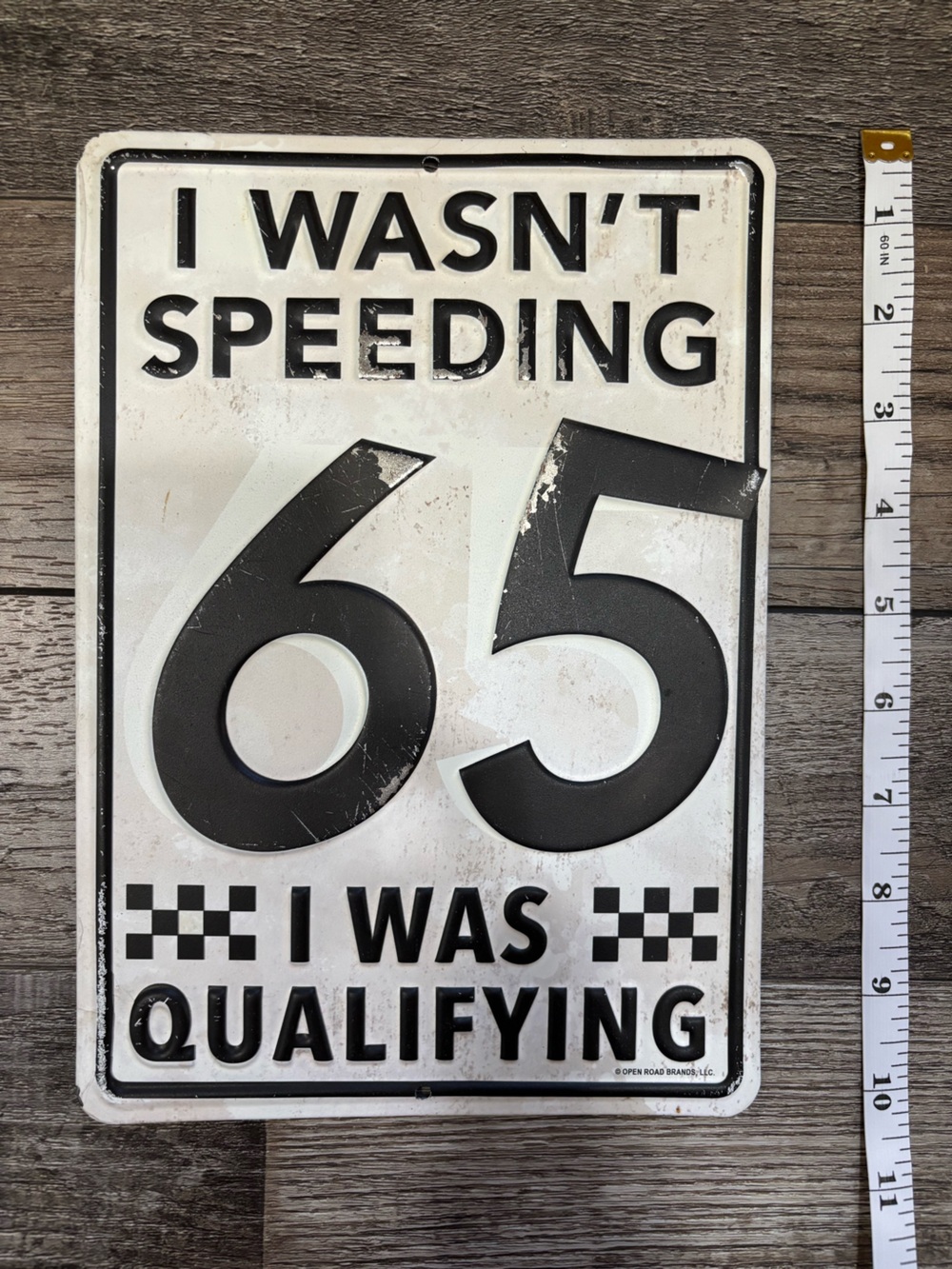 Vintage 35 Speeding Metal Sign - Black & White